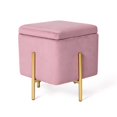 thumbnail image 1 of Adeco Ottomans de Rangement Carrés Capitonnés, Repose-Pieds en Velours Rose Moderne avec Rangement pour Canapé Petit, 1 of 4