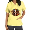 thumbnail image 3 of lcziwo Womens Scrub Tops 2025 Mardi Gras Printed Summer Shirts Stretchy V Neck Short Sleeve Nursing Scrubs Blouse with Pockets Yellow S Sales Today Clearance, 3 of 6