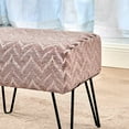 thumbnail image 5 of Brown  Pattern Jacquard Ottoman Entryway , 19"x12.5"x17"H  Soft Decorative Makeup Vanity Stool Foot Rest Stool for Bedroom Bathroom End of Bed Living Room Couch Home Décor, 5 of 9