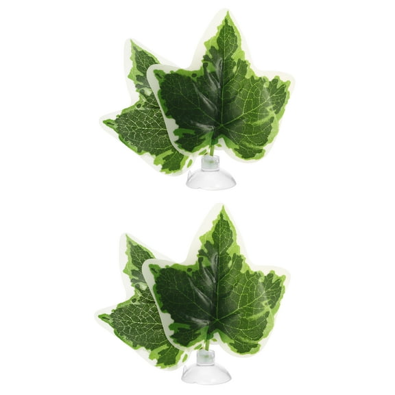 Unique Bargains 2pcs Betta Fish Leaf Pad Hammock Resting Hide Plants Decoration Green White 3.54"x3.54" with Suction Cup