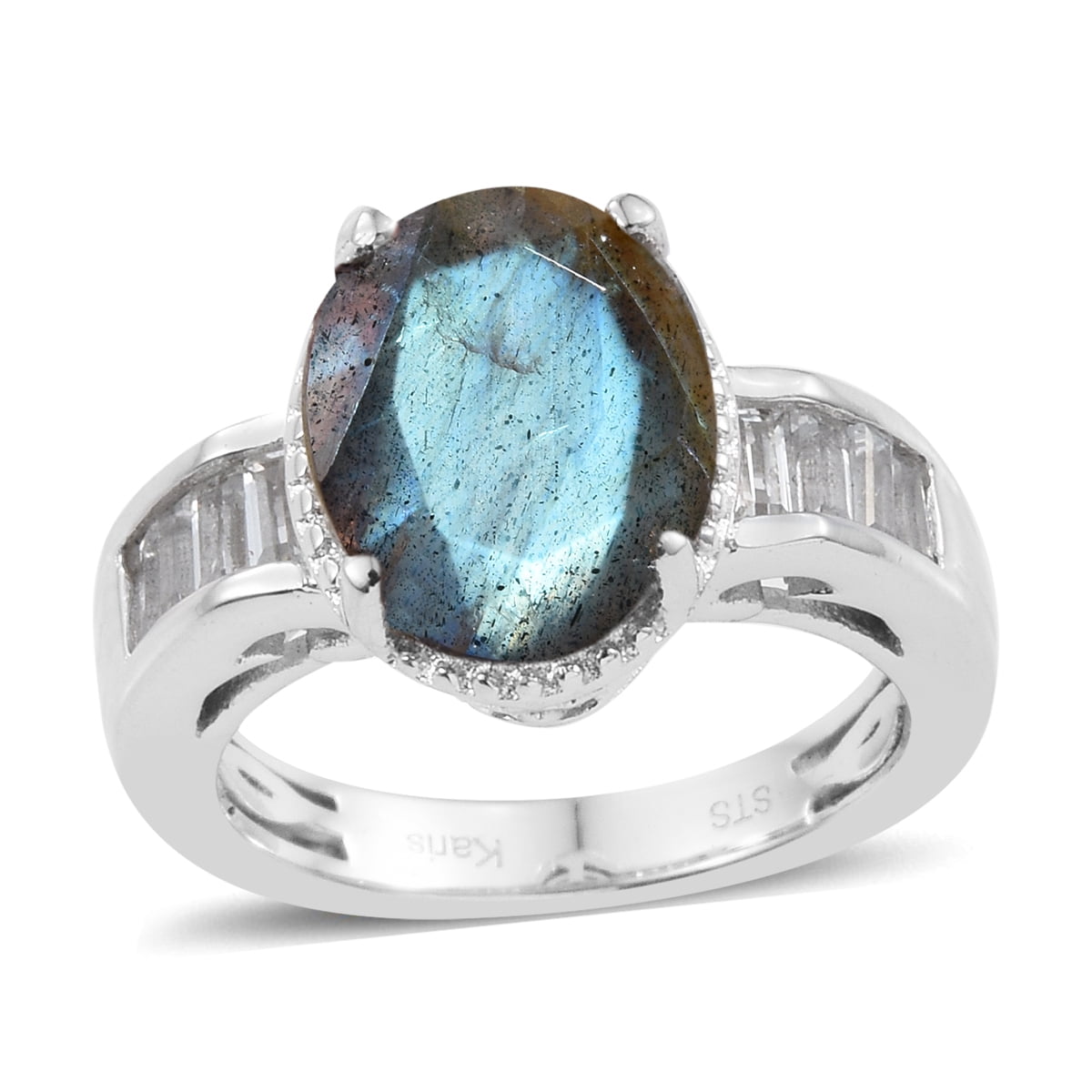 Shop LC Delivering Joy Statement Ring Labradorite White Topaz Jewelry for Women Ct 3.1