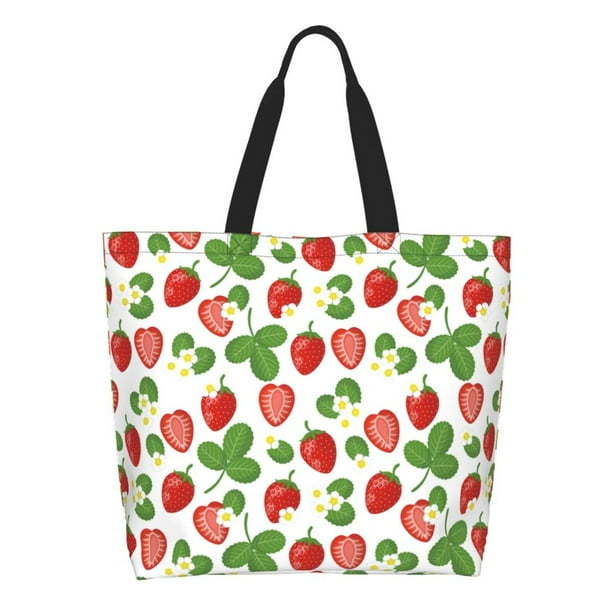 Balery Strawberry Bolsa Tote Estilo Estético con Cremalleras, Bolsa de Hombro, Bolsa de Compras Grande y Plegable
