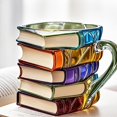 thumbnail image 1 of Painted Book Mug: Glass Painted Coffee Mug for Literature & Art Enthusiasts, 1 of 2