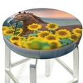 thumbnail image 3 of Fotbe Horse Sunflowers Stool Covers Round,Waterproof Round Bar Stool Covers Bar Chair Covers Washable Stool Cushion Slipcover for 12-14 Inch Chair-14 inch, 3 of 7