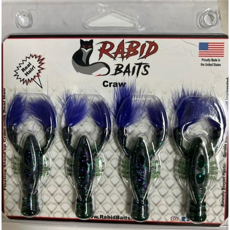 Rabid Baits Rabid Craw Plastic Crawfish Hulk 3in 4pk