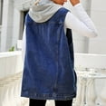 thumbnail image 6 of ShomPort Women's Sleeveless Hooded Denim Jacket Casual Button Jean Vest with Detachable Hoodie, 6 of 6
