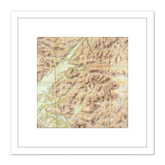 Map Ordnance Survey 1959 Lorn Lochaber Scotland 8X8 Inch Square Wooden Framed Wall Art Print Picture with Mount