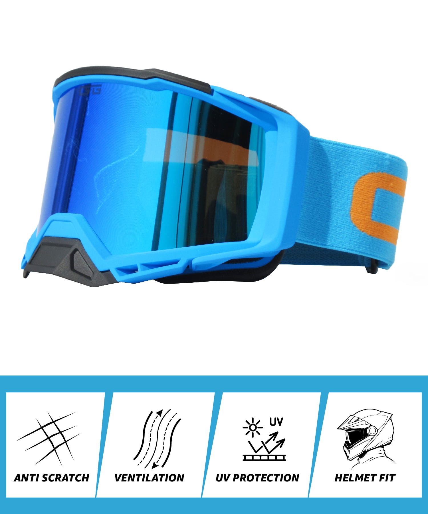 CRG Sports Motorcycle Goggles ATV Dirt Bike Glasses Off Road Racing Riding Motocross Goggles for Men, Women, Adults