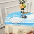thumbnail image 6 of Seashell on Beach Palm Tree Round Tablecloth 60" Reusable Circle Table Cover Washable Table Cloth for Kitchen Dining Room Patio Wedding Party, 6 of 8