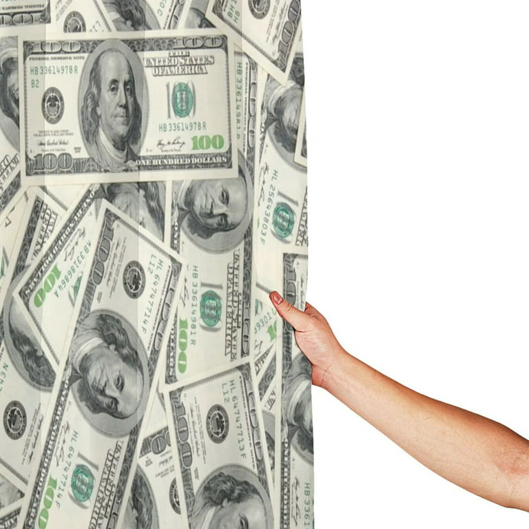 JOOCAR Money Shower Curtain, Funny USA 100 Dollar Bill Cash Theme