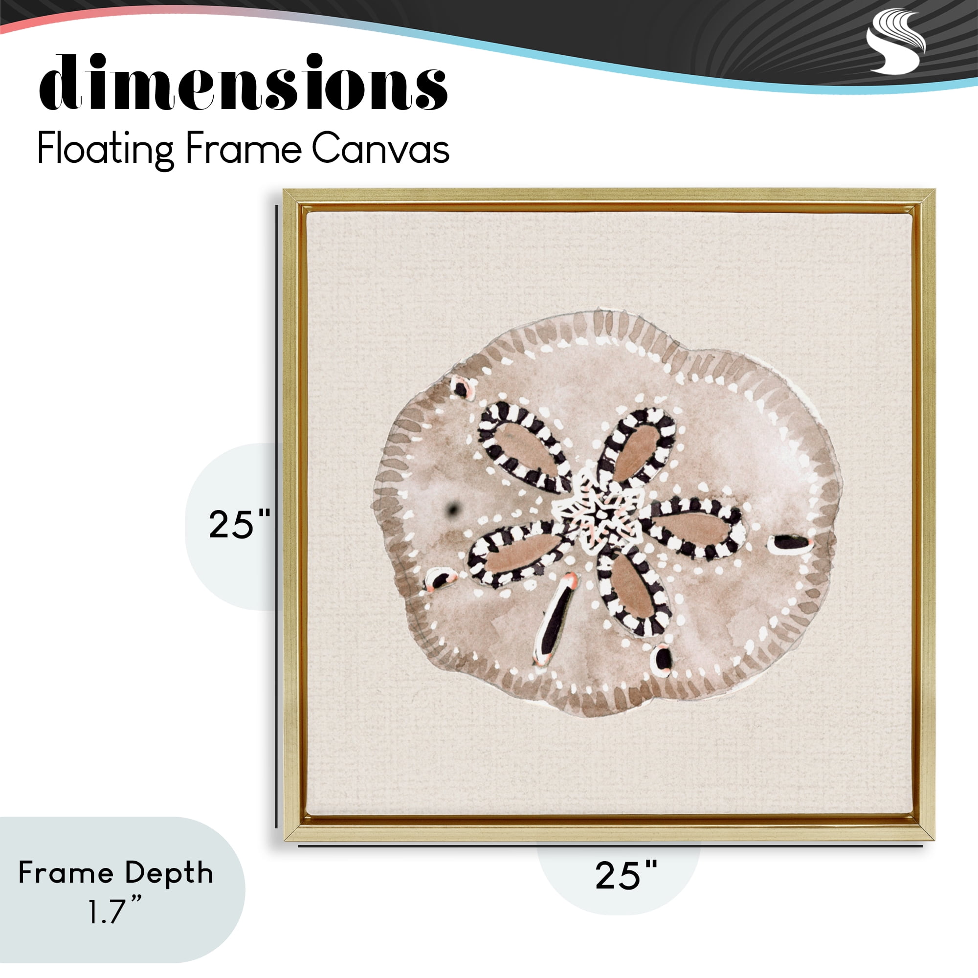 Stupell Industries Taupe & Beige Sand Dollar Gold Framed Floater Canvas Wall Art, design by Lanie Loreth
