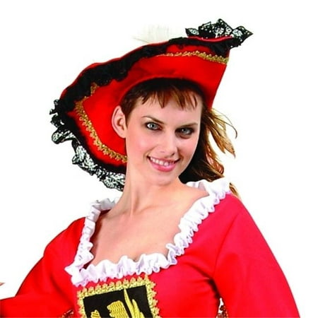 Red Velvet Pirate Girl Hat - Size Adult
