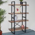 thumbnail image 3 of 4-Tier Industrial Open Wider Etagere Bookcase Metal Frame Wood Shelves for living room, 3 of 7