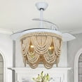thumbnail image 4 of Bella Depot 42" White Bohemian Retractable Ceiling Fan with Light and Remote Control, 6-speed Reversible Chandelier, 4 of 15