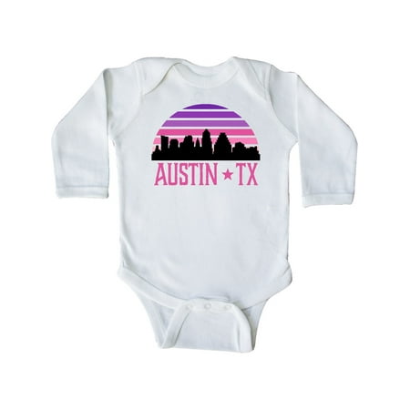 

Inktastic Austin Texas Retro Sunset Skyline Gift Baby Girl Long Sleeve Bodysuit