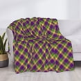 thumbnail image 3 of Fuzoiu Mardi Gras Plaid Print Flannel Blanket,Throw Blanket,Flannel Home Decor,Fleece Bed Blankets,Cozy Soft Blanket for Bed, Sofa, Camping, and Travel-80"x60", 3 of 6