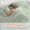 thumbnail image 4 of 3 Piece Sage Green Striped Duvet Cover Set Twin Size, Microfiber Comforter/Quilt Cover with Corner Ties and 2 Pillowcases, Modern Simple Farmhouse Beige All Season Soft Bedding with Zipper Closure, 4 of 8