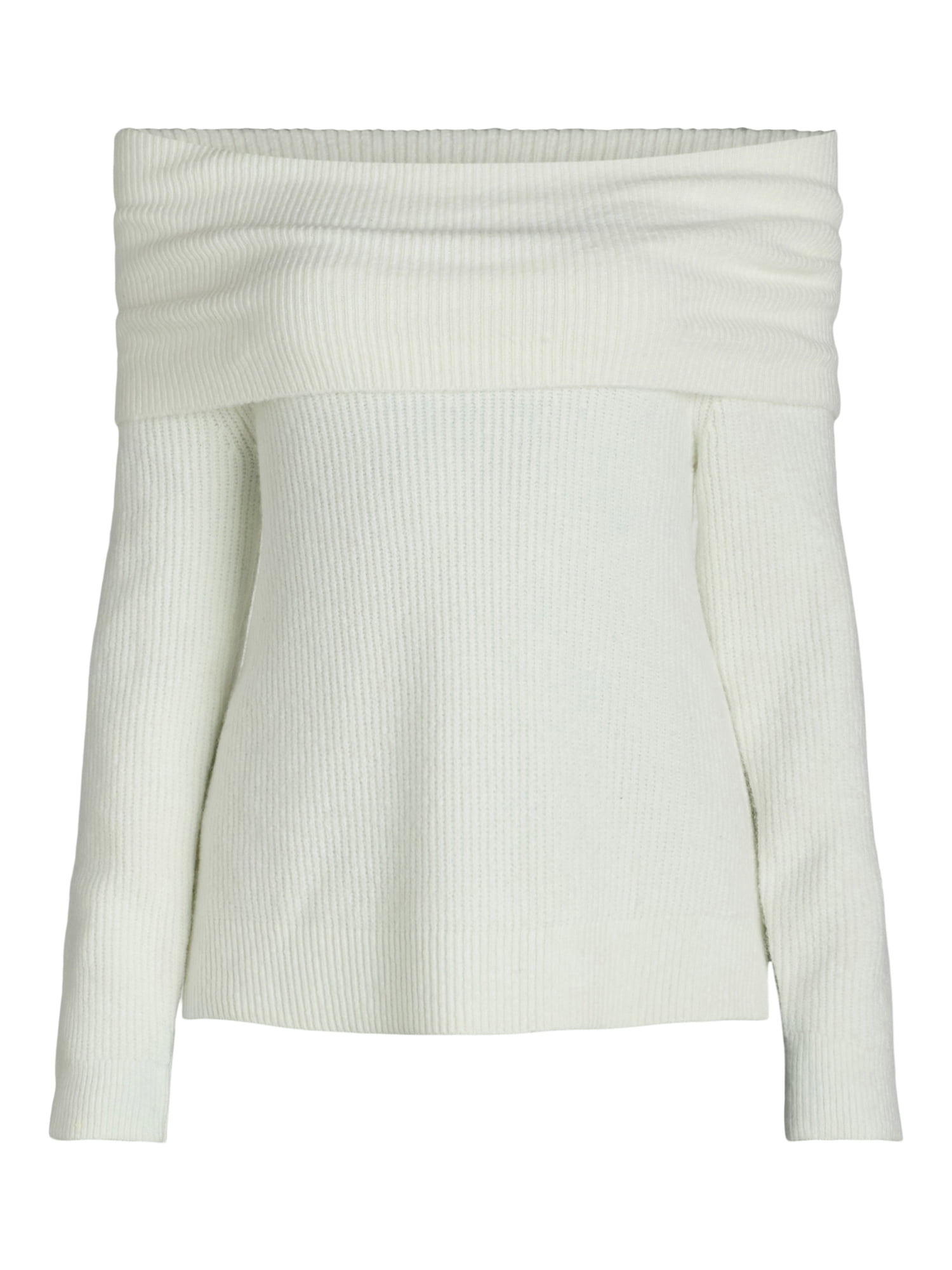 Time and Tru Women's and Women's Plus Off Shoulder Sweater, Sizes XS-4X
