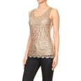 thumbnail image 3 of Sexy Womens Slim Fit Sparkly Lace Embroidery Shining Vest Bling Sequin Tank Top Sleeveless T Shirt Blouses, 3 of 5