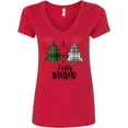 thumbnail image 3 of Inktastic Feliz Navidad Plaid Trees Women's V-Neck T-Shirt, 3 of 5