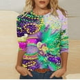 thumbnail image 2 of JGNGSHN Womens 3/4 Sleeve Shirts Carnival Party Parade Tops Casual Crew Neck Blouses Floral Print T-shirt, 2 of 5