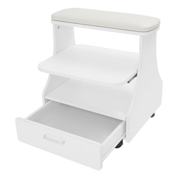 Home Portable Esthetician Trolley Cart - White Salon Nail & Pedicure Cart, 110.23lbs Load Capacity for Manicure & Foot Care