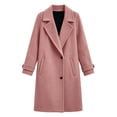 thumbnail image 4 of XRoczxe Women's Double Breasted Long Coat, Notched Lapel Wool Blend Overcoat, Elegant Solid Color Winter Jacket with Pockets for Work Daily Wear, 4 of 8