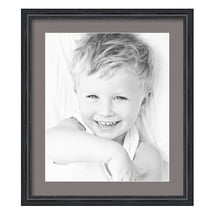 ArtToFrames 19x22" Matted Picture Frame with 15x18" Single Mat Photo Opening Framed in 1.25" Black Stain on Solid Red Oak and 2" Pewter Mat (FWM-4083-19x22)