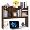 thumbnail image 3 of Desktop Bookshelf, Wooden Desk Storage Hutch with 6 Shelves for Computer Desk, 3-Tier Desktop Display Organizer Rack for Office Home (Brown), 3 of 12