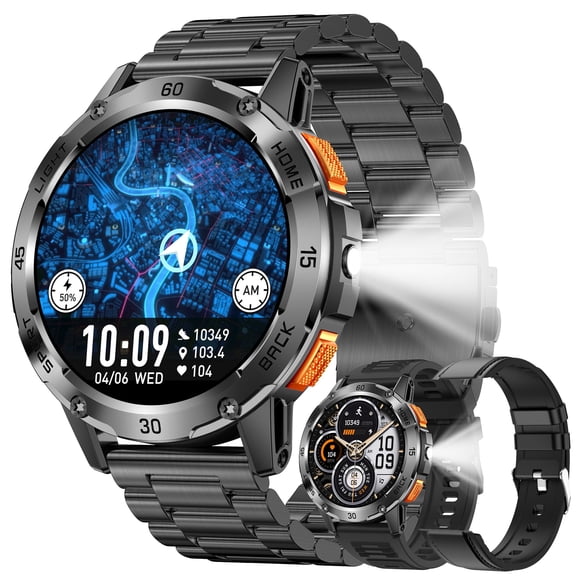 Smart Watch for Men, 1.53" HD Touchscreen, Bluetooth Calling (Answer/Make Calls), 100 Sports Modes, 10-Day Standby, IP68 Waterproof, Fitness Tracker Compatible with Android & iPhone (3 Strap)