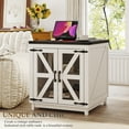 thumbnail image 4 of Waleaf End Table with Charging Station,Farmhouse Night Stand with Glass Barn Door,Large Sofa Side Table with Adjustable Storage Shelf for Living Room,Bedroom(2,White), 4 of 6