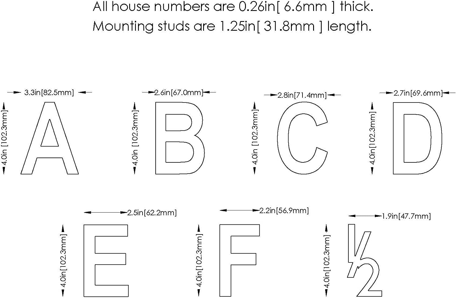 Architectural Mailboxes 3582B-B 4 in. Brass Floating House Letter B, Black