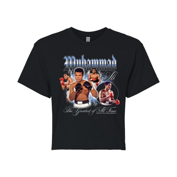 Muhammad Ali - Collage - Juniors Cropped Short Sleeve Graphic T-Shirt