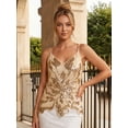thumbnail image 6 of LMLYSoH Women's Glitter Sequin Cami Tops Sleeveless Spaghetti Strap V Neck Camisole Summer Clubwear, 6 of 9