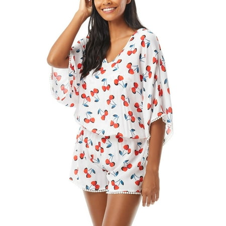 Kate Spade New York WHITE Printed Romper Cover-up, US X-Small