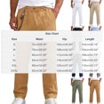 thumbnail image 3 of PNTUTB Men's Solid Color Linen Casual Elastic Waist Drawstring Color Chain Straight Leg Pants with Pockets, 3 of 6