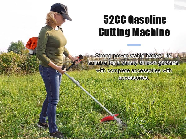 Floseru Gas String Trimmer | 2 in 1 Cordless String Trimmer | 52cc 2-Stroke Weed Wacker Gas Powered | Weed Eater| Gas Weed Eater | Grass Trimmer | 10'' Brush Cutter & Shoulder Strap Included