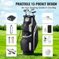 thumbnail image 4 of VEVOR Golf Cart Bag with 14 Way Organizer Divider Top, 36” 13 Pockets Premium Cart Bag, Durable Golf Bags with Handles & Dust Cover & Detachable Straps for Men & Women, Black Color-Block, 4 of 9