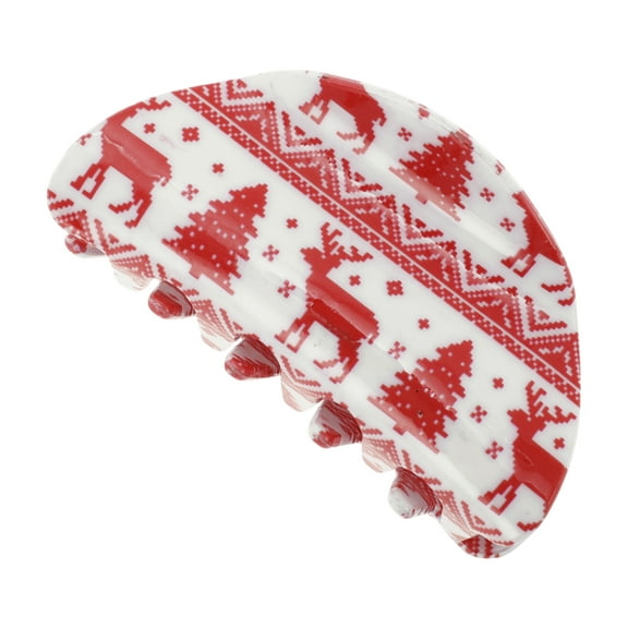 Unique Bargains 1 Pc Christmas Hair Clips Semicircle Elk Tree Hairdo Clip for Christmas 3.35"x1.77"x1.42" Red White