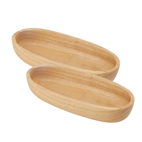 Plateau de service en bois Plateau alimentaire, 2 pcs Saladier Plateau de fruits Apéritif Plateau de service Assiettes en bois Assiette à sushi Plateau en bois ovale pour pain Fruits Légumes Trempette