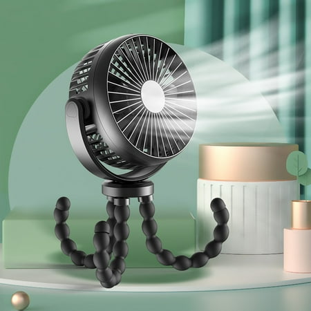 

THREN Stroller Fan Flexible Tripod Octopus Fan with 5200mAh USB Rechargeable Hand-held Small Fan Low Noise Stroller Fan 3 Wind Speed Car Seat Fan for Camping Traveling Outdoor