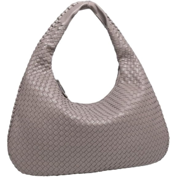SikaFu Women Woven Vegan Leather Handbag Retro Top-handle Shoulder Bag Handmade Tote Bag Dumpling Purse Hobo Bag