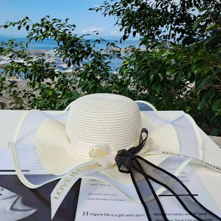 Foldable Straw Summer Sun Hat for Women Thick Hair SPF 50 Wide