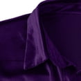 thumbnail image 5 of Feancey Velvet Shirt Dress for Women Lapel Button Down Short Sleeve Midi Dresses Summer Casual Loose Velour Dress Solid Color House Dresses Purple L, 5 of 7