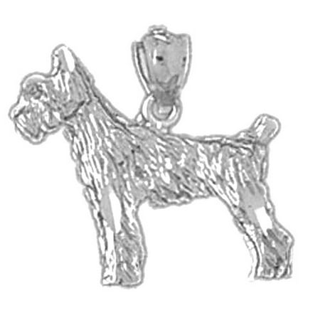 14K White Gold Terrier Dog Pendant - 17 mm