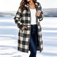 thumbnail image 6 of QSAWXQZ Women's Plaid Hooded Fleece Coat Long Sleeve Full Zip Pockets Casual Knee Length Outerwear S, 6 of 7