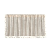 JeashCHAT Kitchen Curtain Valance Rod Pocket Short Window Curtain Valance with Tassels Trim Farmhouse Window Treatment Valance for Bathroom Living Room Bedroom, 17.7"x59"