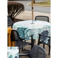 thumbnail image 5 of Outdoor Tablecloth with Umbrella Hole for Patio/Picnic/Party/Camping, Coastal Starfish Waterproof Table Cloth Square Cover Washable, Ocean Weeping Coral Beach Conch Turquoise (60"x 60"), 5 of 9