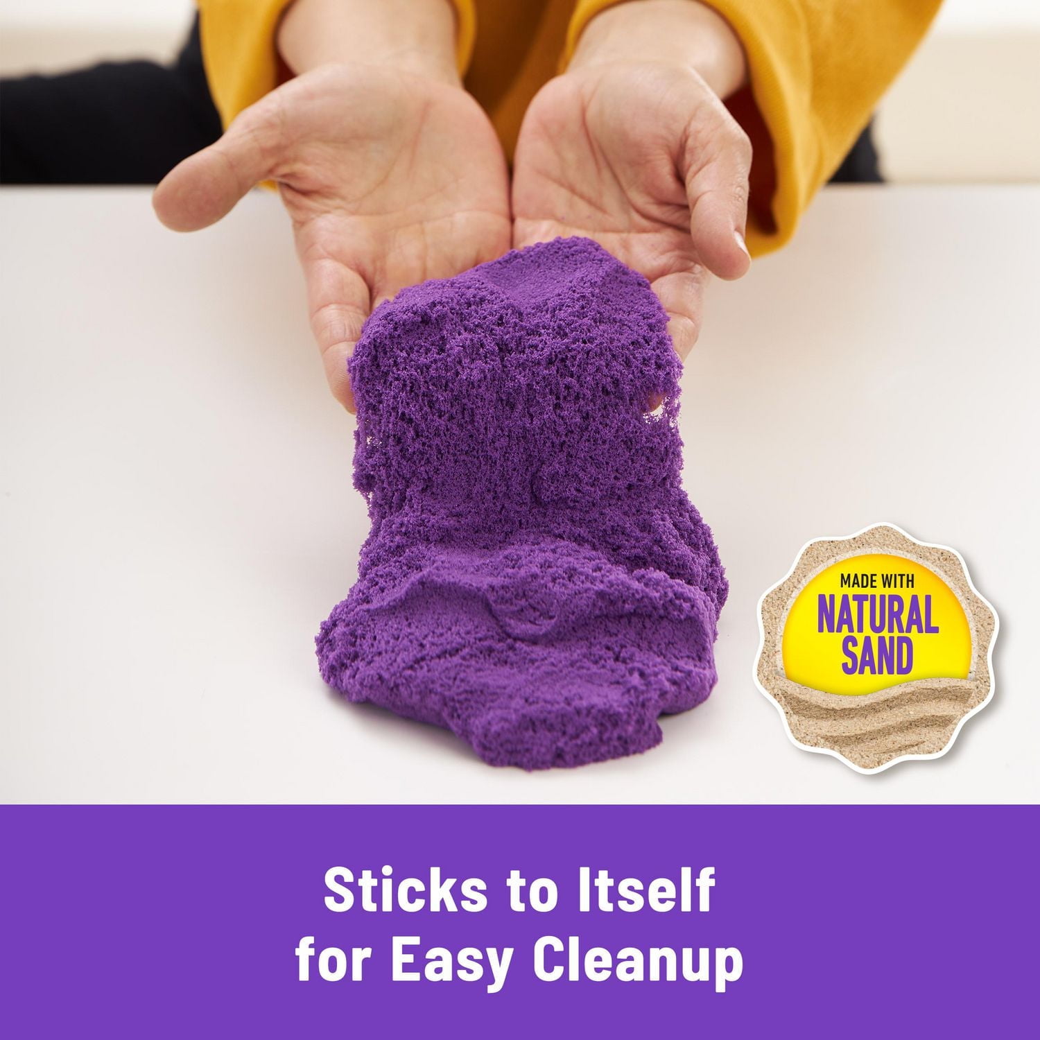 Kinetic Sand Sandbox Set, 1lb Purple Play Sand, Sandbox Storage, 4 Molds and Tools, Sensory Toys for Kids Ages 3+