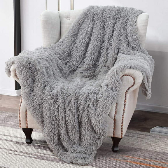Dwelke Super Soft Comfort Blanket with Sherpa Warming Base 50" x 60" Dark Gray